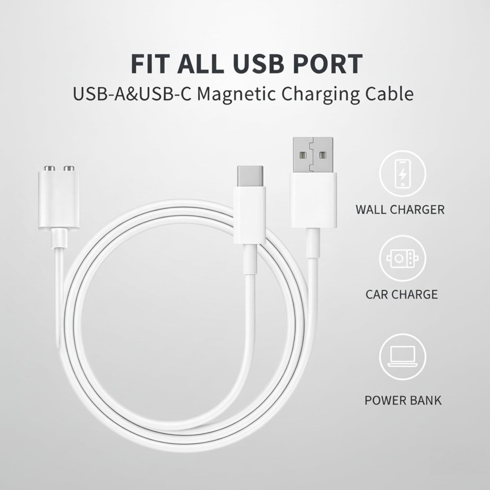 2-Pack Magnetic Charging Cable USB-A & USB-C 2.7ft Detachable Magnet Adapter Set