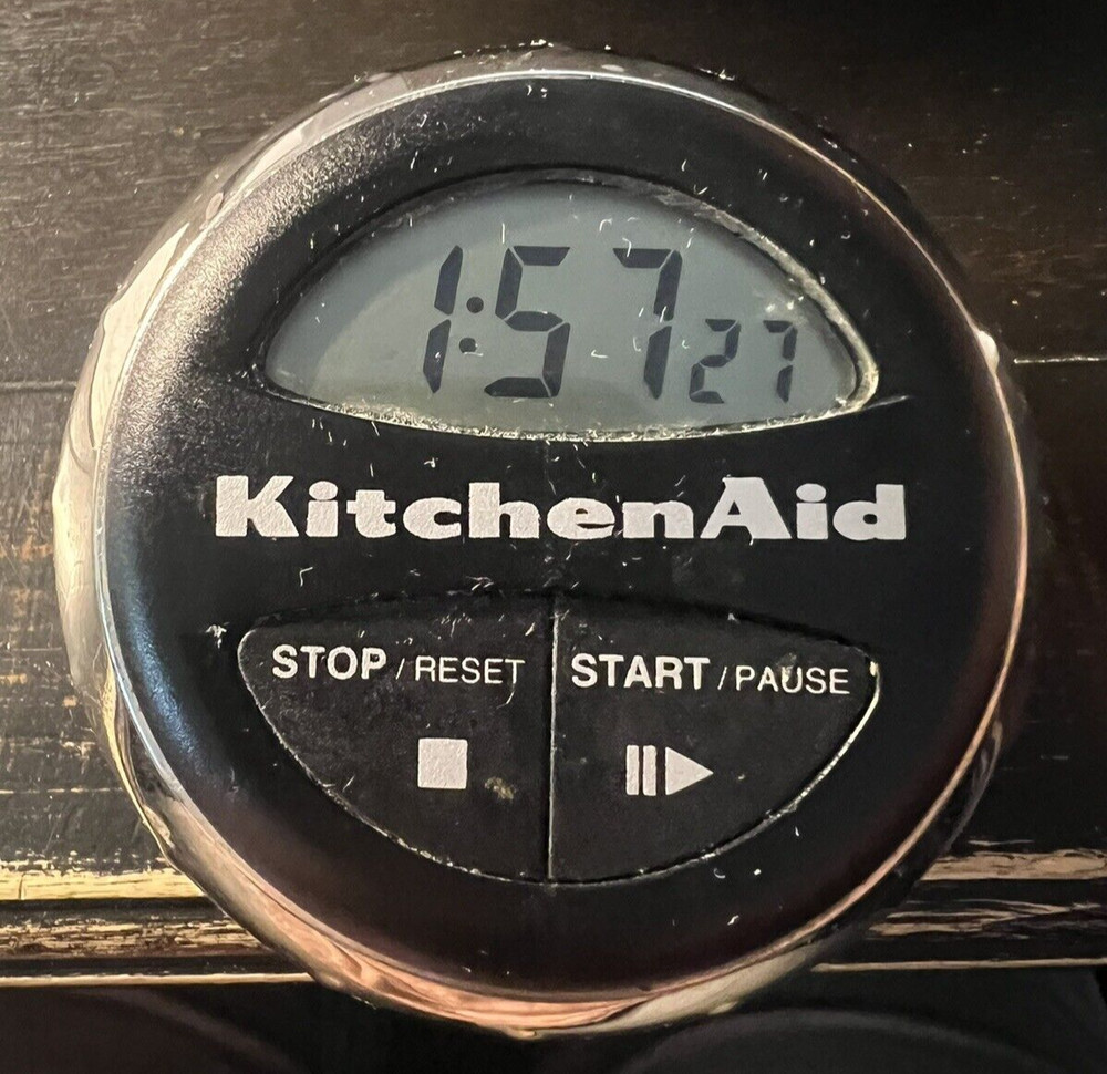 Kitchen Aid Digital Timer Black & Chrome Rotating Spin to Set Cooks Series