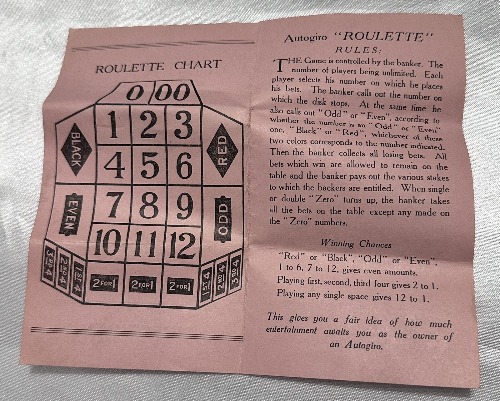 Rare Autogiro Pocket Roulette Spinning Wheel Gambling Bakelite w/ Original Box