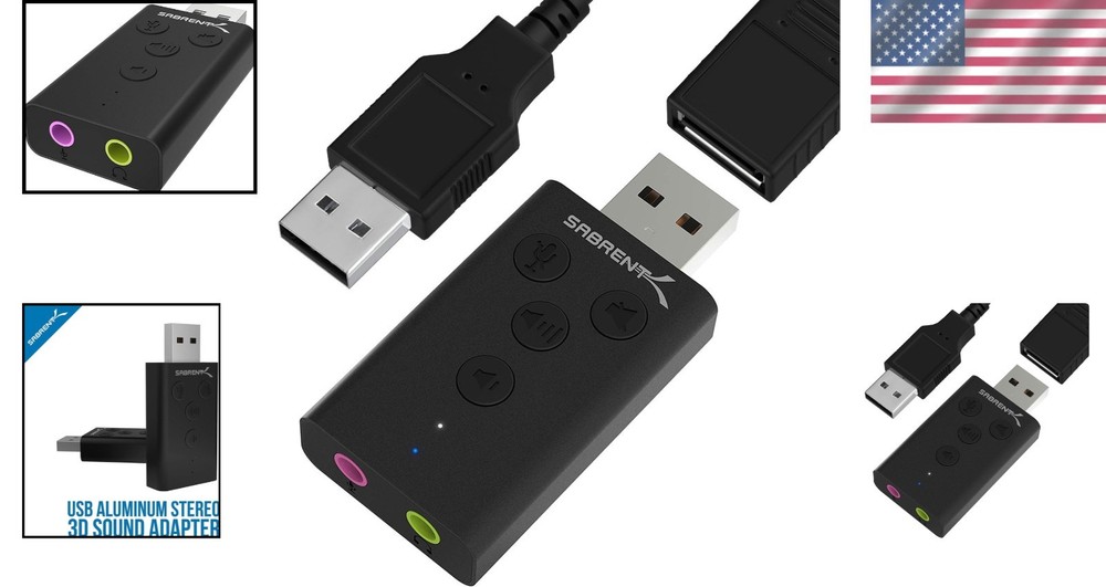 USB Stereo Sound Adapter for Windows & Mac - 3D Audio, Driverless Plug & Play