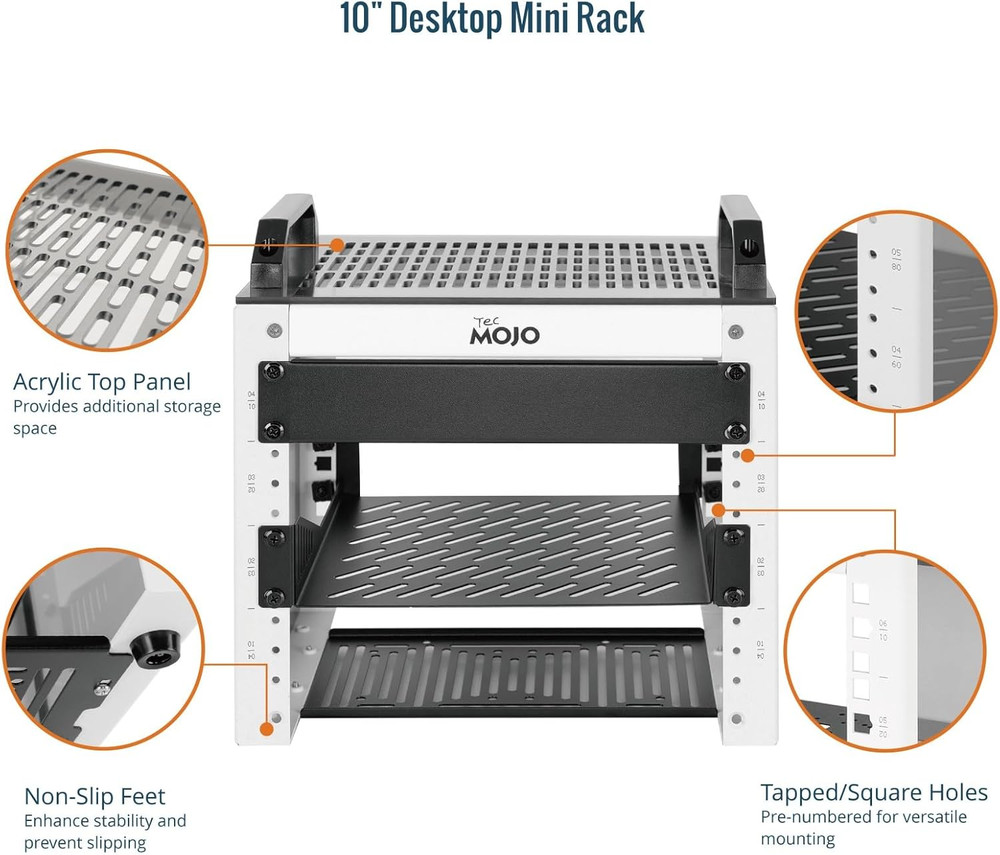 Tecmojo 4U Network Rack, 10 Inch Mini Server Rack with 2 Side Translucent Panels