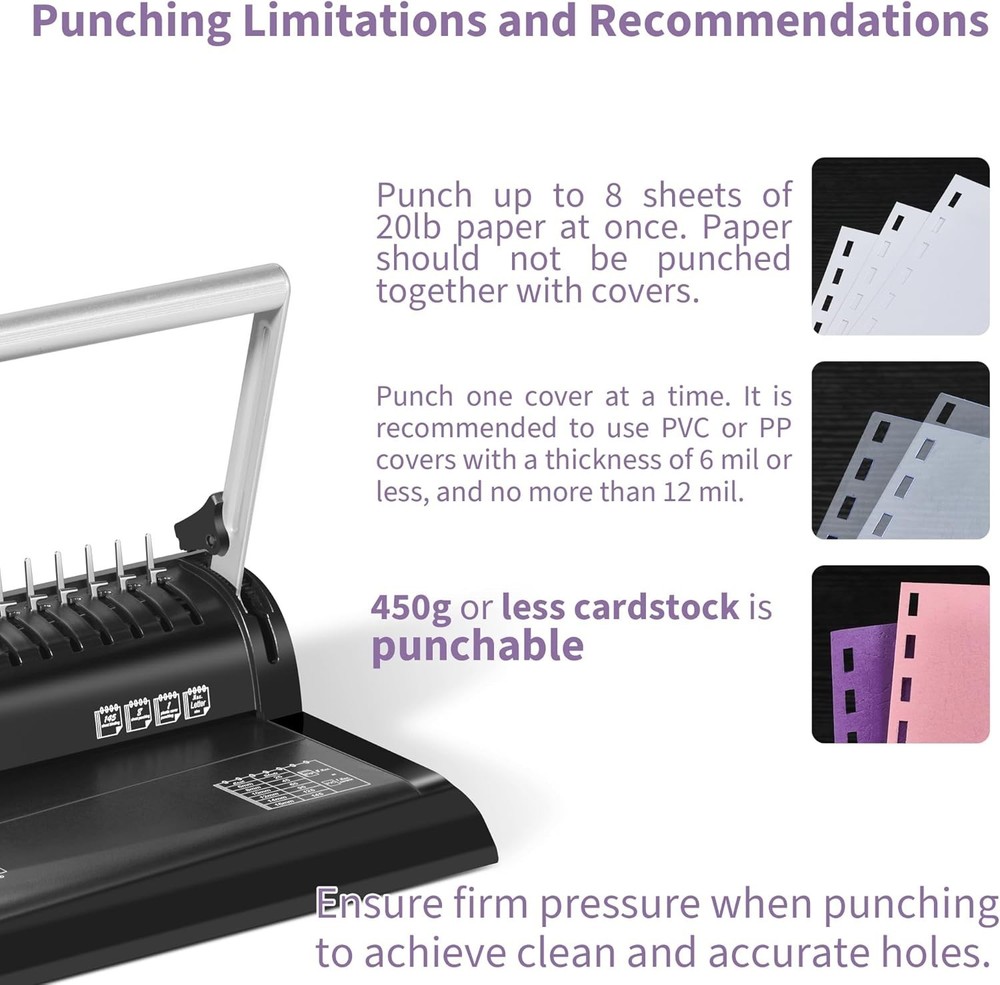 Easy-to-Use Comb Binder with 30 Combs for Letter Size Documents - 145 Sheets