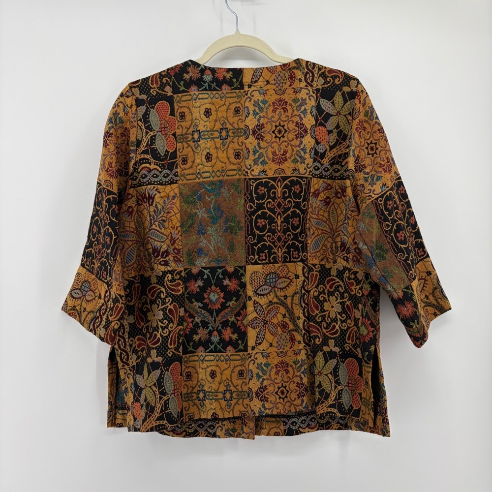 Van Heusen XL Multicolor Tapestry Jacket Patchwork Floral Boho Button Front