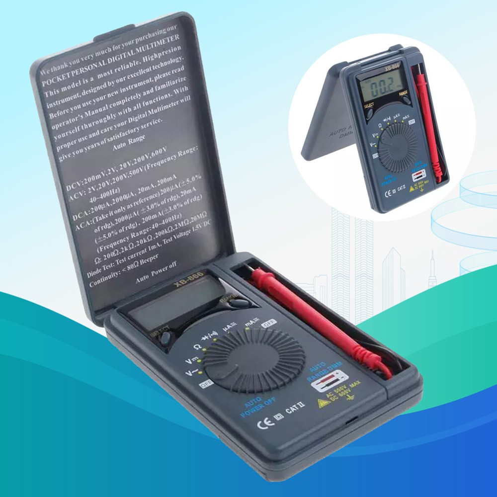 XB866 Mini Auto Range LCD Voltmeter Tester Tool AC/DC Pocket Digital MultimeteXE