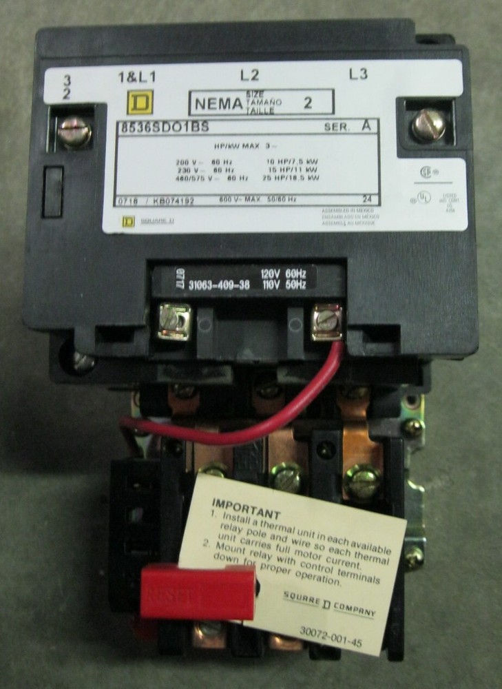 Square D 85326SDO1BS Contactor Series A