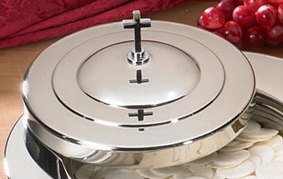 COMMUNION TRAY-STACKING BREAD PLATE COVER-SILVER