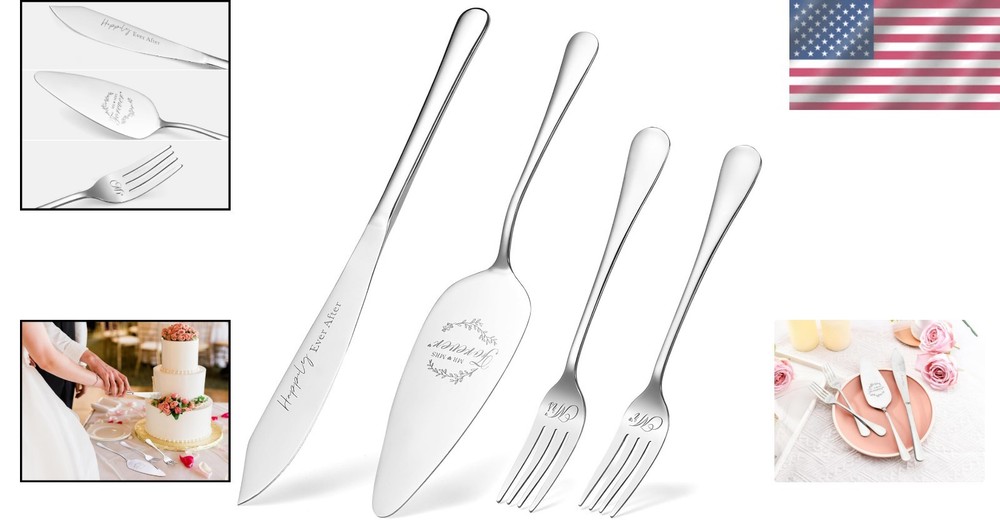 Rust-Resistant Silver Wedding Cake Cutting Set - Beautiful Keepsake for Couples