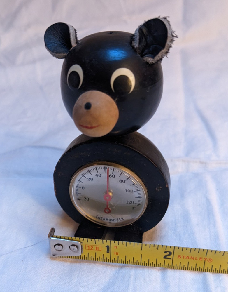 Vintage Small Black Bear Thermometer