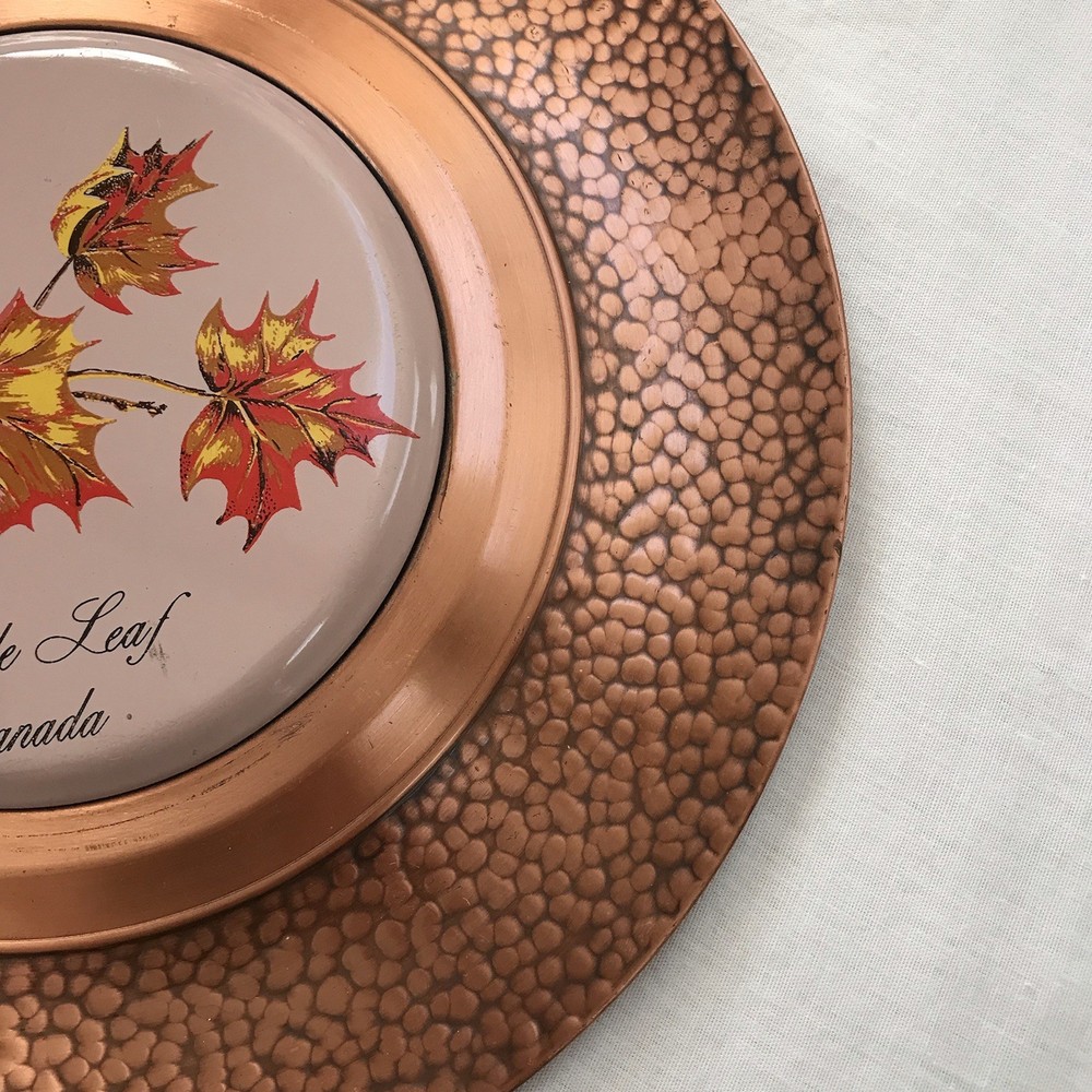 Vintage Solid Copper Plate Canada Leaf By Fantasy CopperWare Solid Decorative