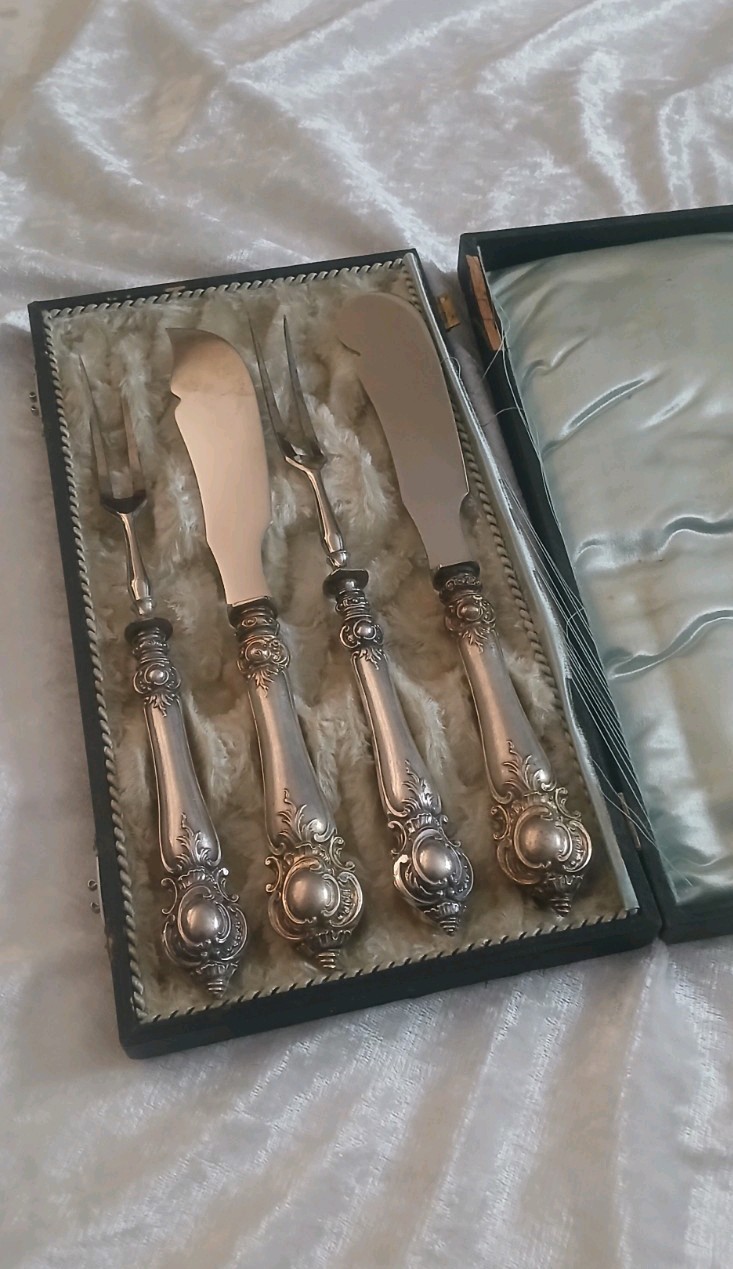 Antique 800 German Silver Fish Set Original Box W. Schwechten Berlin 1853-1902