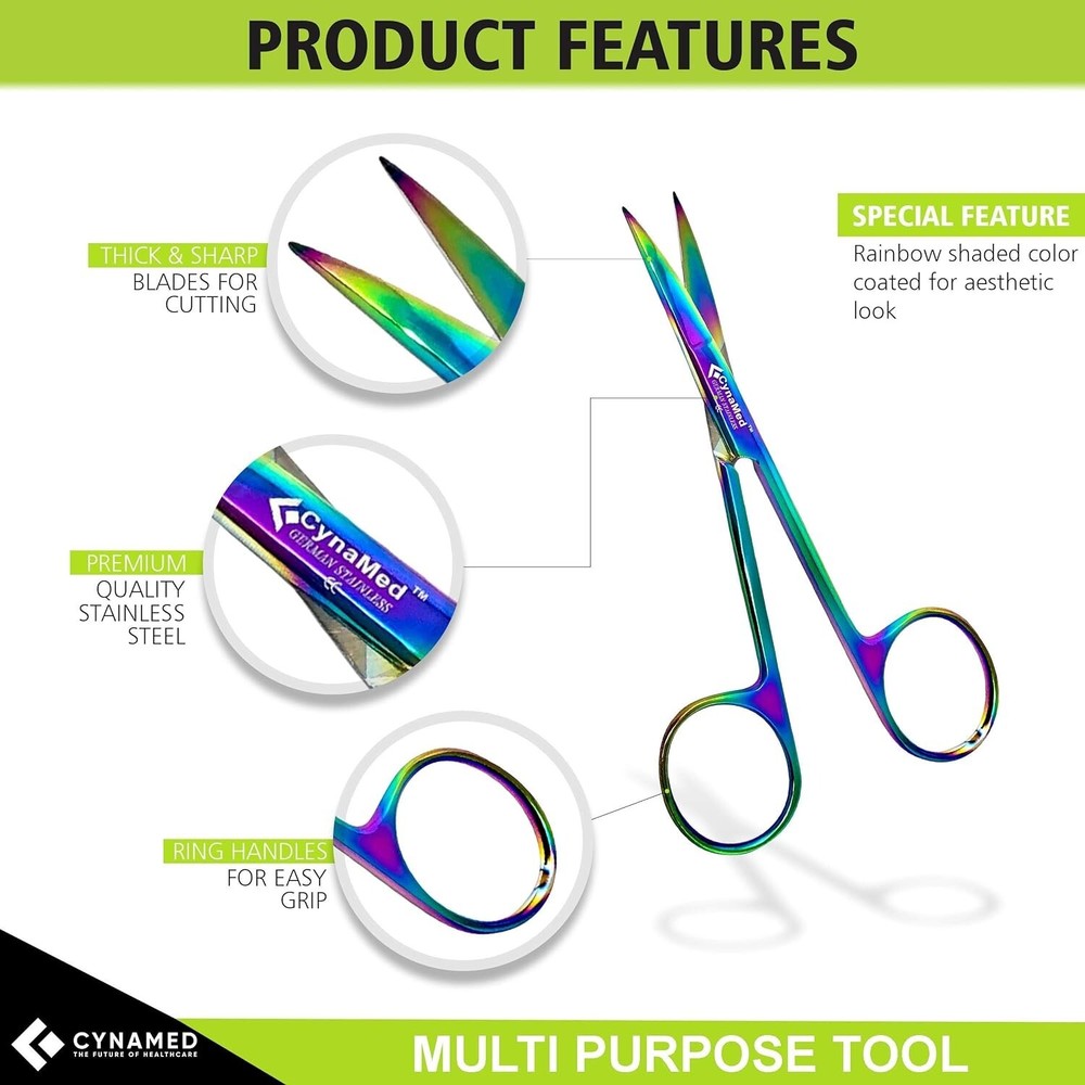Cynamed Iris Micro Dissecting Scissors w/Titanium Coating Straight & Curved 2pcs
