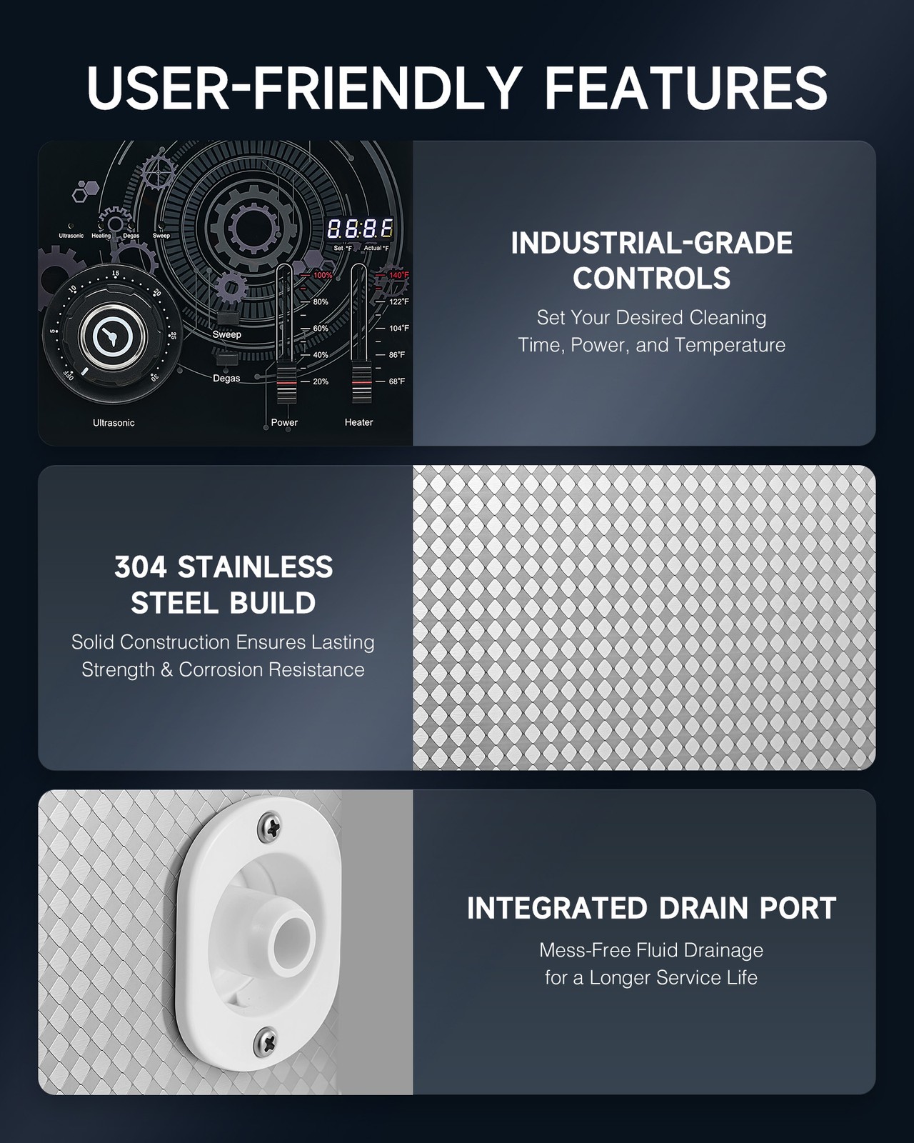 CO-Z 33kHz 10L Ultrasonic Cleaner w Adjustable Timer Power Degas & Gentle Mode