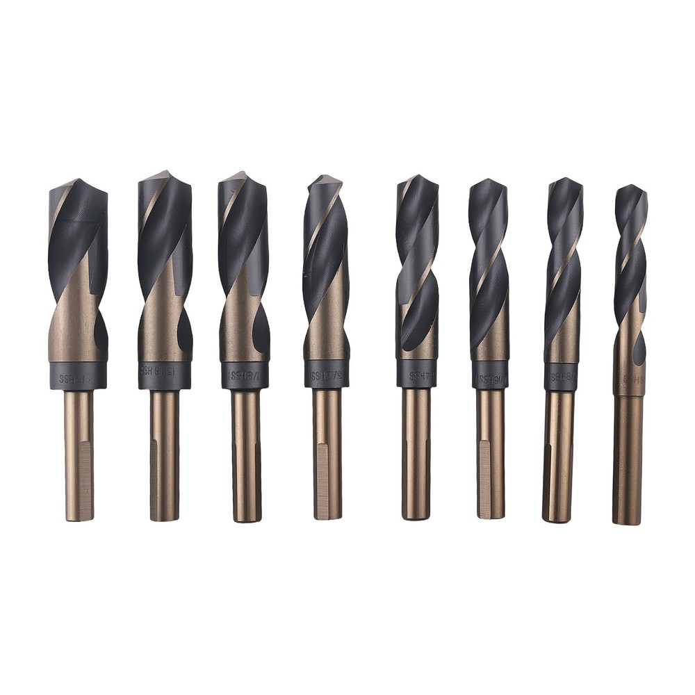 8PC Deming Drill Bits Set HSS 9/16-1" 135° Split Point Cobalt Silver