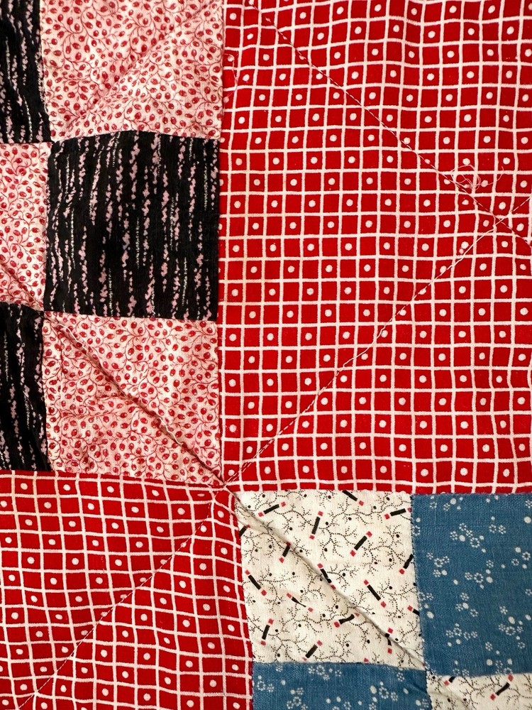 Vintage Handmade Nine Patch Quilt