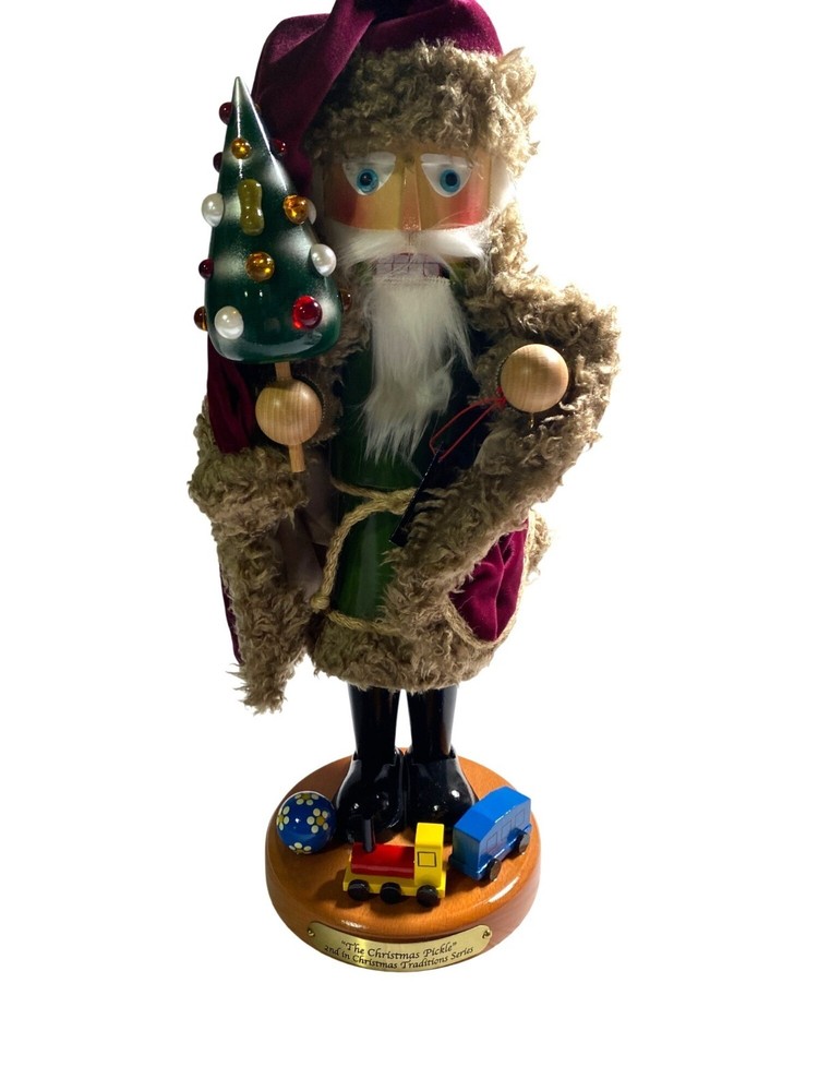 Steinbach Christmas Pickle Nutcracker Santa Holding Tree 17.5"