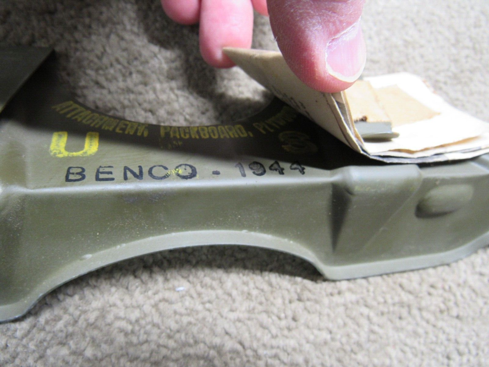 WW2 US Packboard Frame Shelf Attachment w/ Instruction Sheet 1944 BENCO NOS