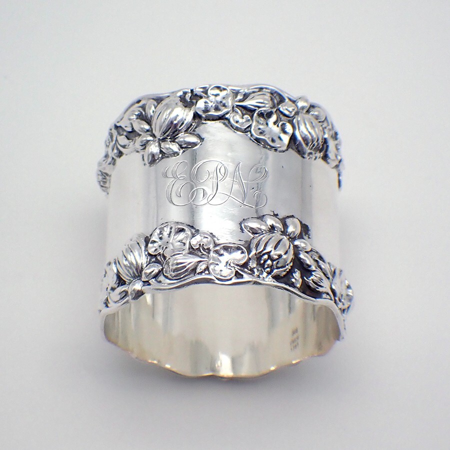 Pond Lily Napkin Ring Gorham Sterling Silver Mono EPN