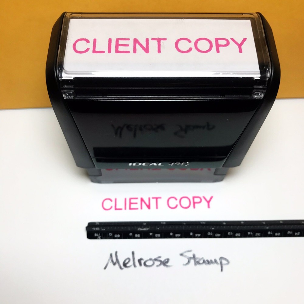 Client Copy Rubber Stamp Pink Ink Self Inking Ideal 4913