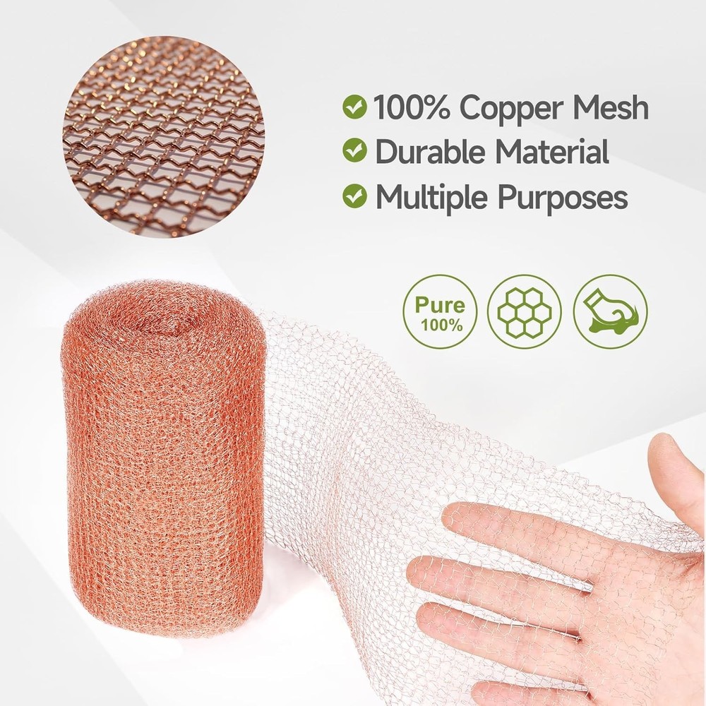 Copper Mesh Rodent Control, 5In X 32Ft Copper Wool for Hole Blocking