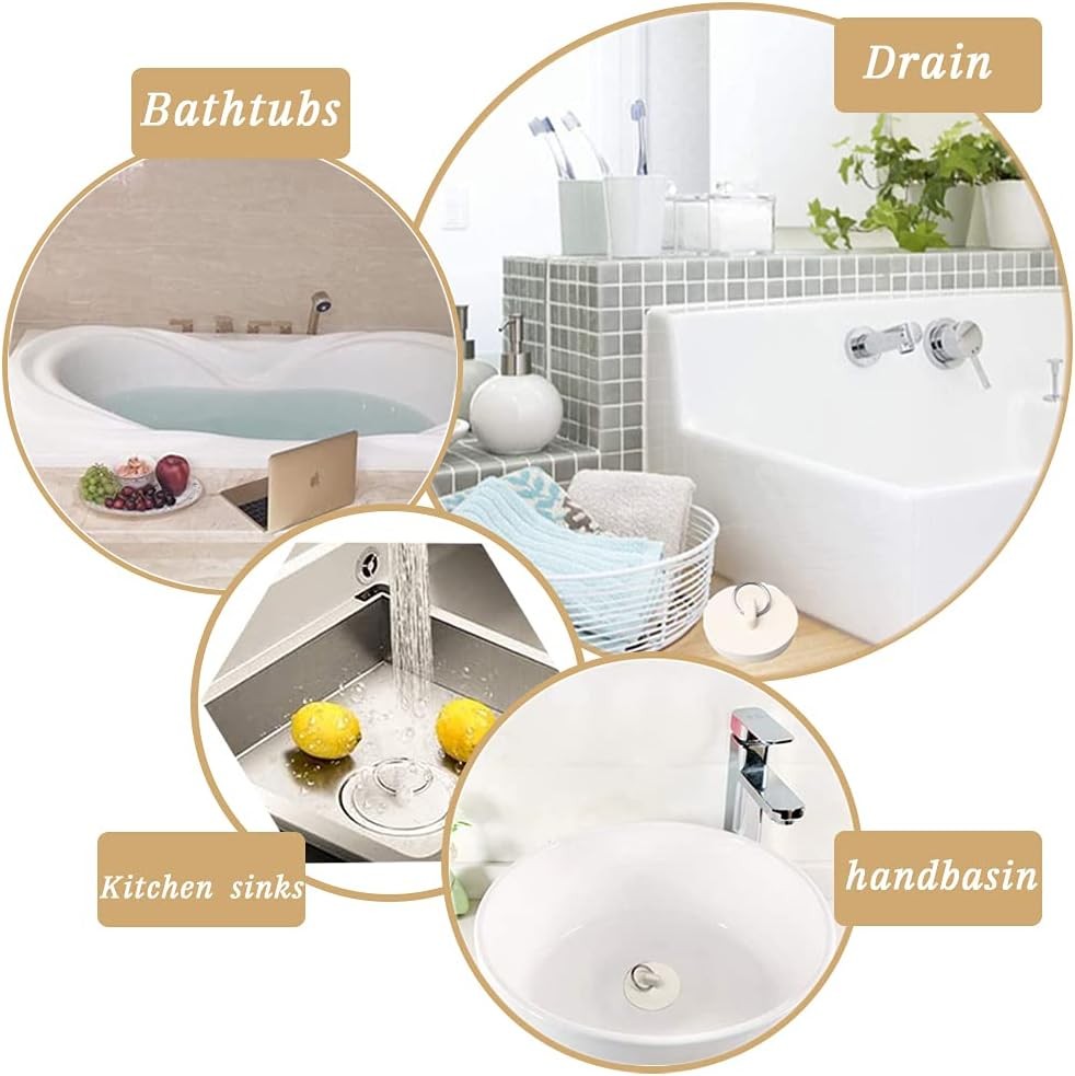 4-PCS BATH TUB DRAIN STOPPERS Bathtub Kitchen Sink Plug Rubber Water Seal Plugs