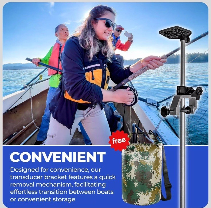 Universal Portable Transducer Bracket - Fishfinder Mount with 360° Adjustable