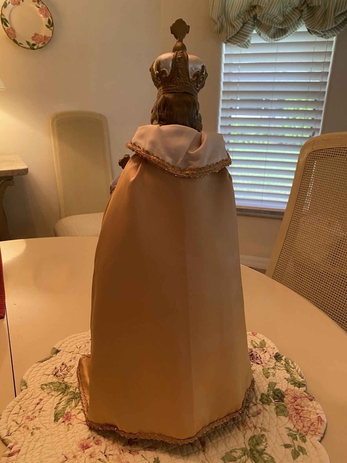 Vintage Infant Of Prague Plaster Statue With Rosary 18' Tall