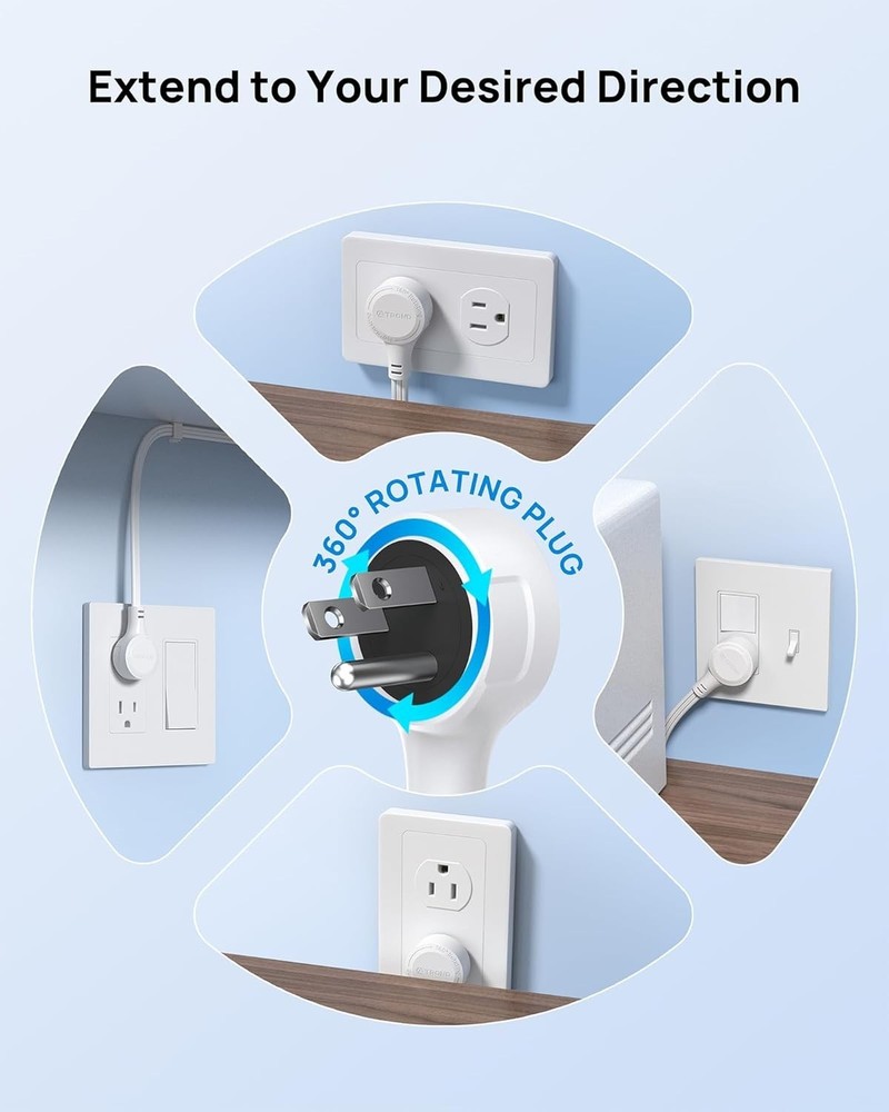 360° Rotating Multi-Outlet Extender with Surge Protection