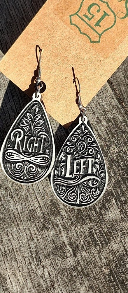 Right and left teardrop dangle earrings