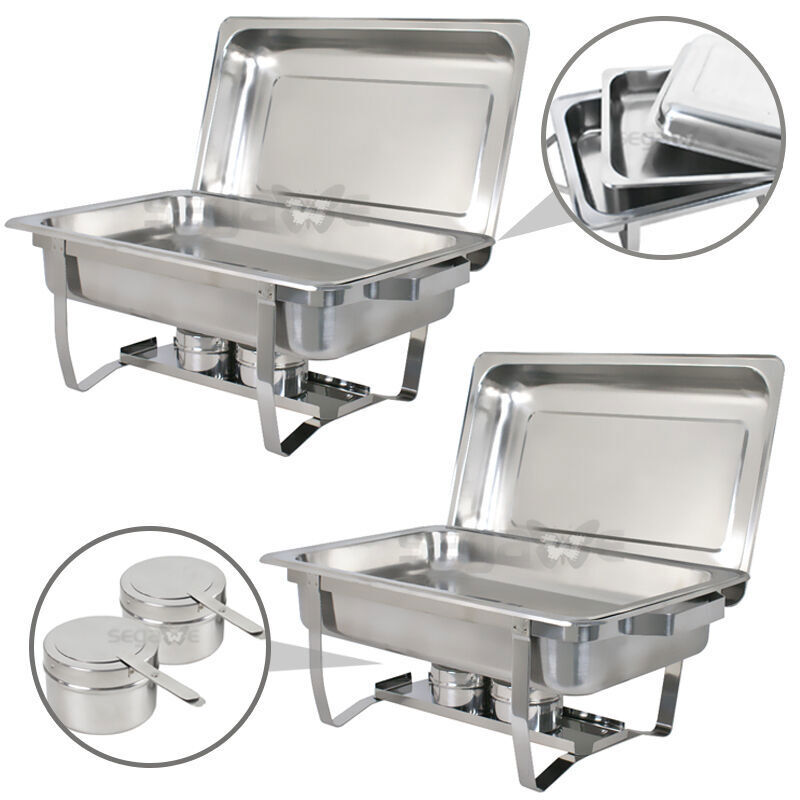 8 Quart Stainless Steel Rectangular Chafing Dish Full Size Buffet Catering 4Pack