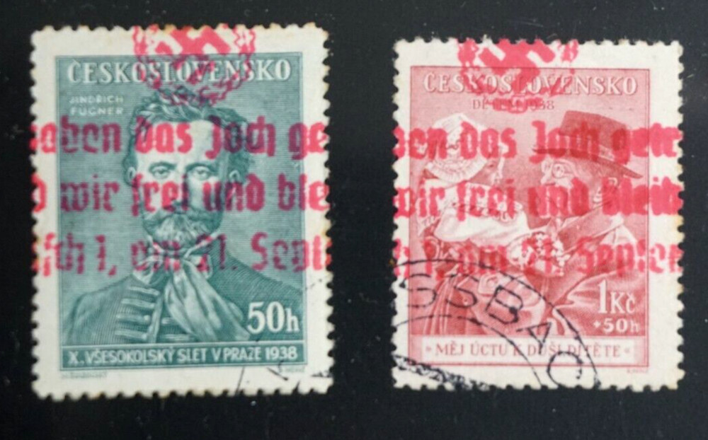 Czechoslovakia rare 2 stamps Signed