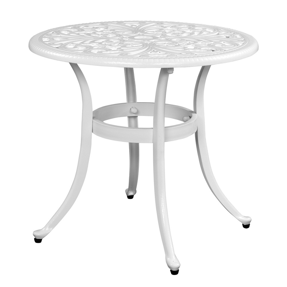 Phoenix Cast Aluminum Round Table Patio End Table Side Table Bar Table White