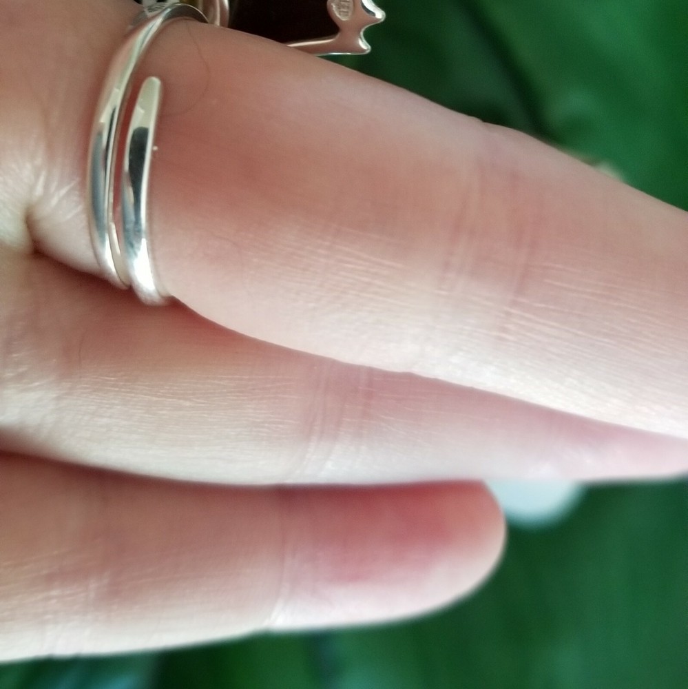 Artisan Crafted Baltic Amber Leaf Ring Sterling Silver Stamped 7.0 Adjustable