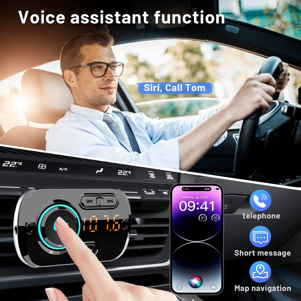Bluetooth FM Transmitter for Car, Wireless Radio Adapter Car Music Player Receiv