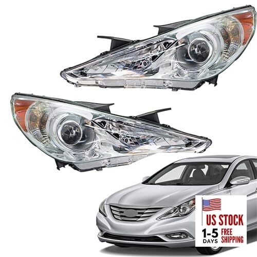 Driver Side and Passenger Side Headlights Assembly Halogen Replacement for