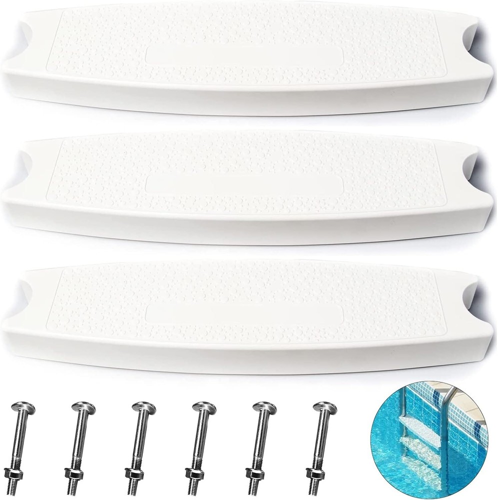 18" Universal Pool Ladder Steps Replacement Heavy-Duty Plastic White 3 Pack