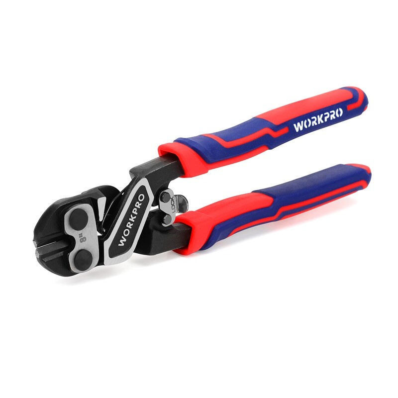 WORKPRO 8 inch Mini Bolt Cutter with Bi-Material Ergonomic Handle Security Lock