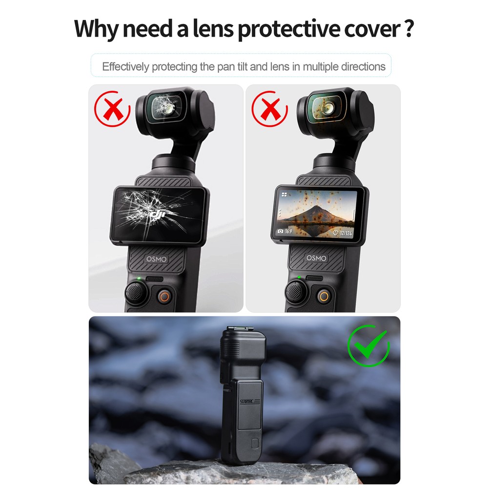 Gimbal & Screen Protector Cover Flip Version for DJI Osmo Pocket 3 black