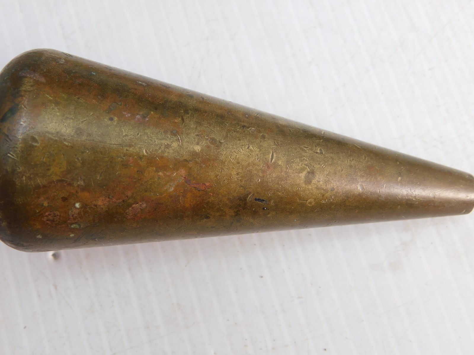 Vintage Plumb Bob, Solid Brass, General Hardware no. 800, 1lb 5oz, 6.75"