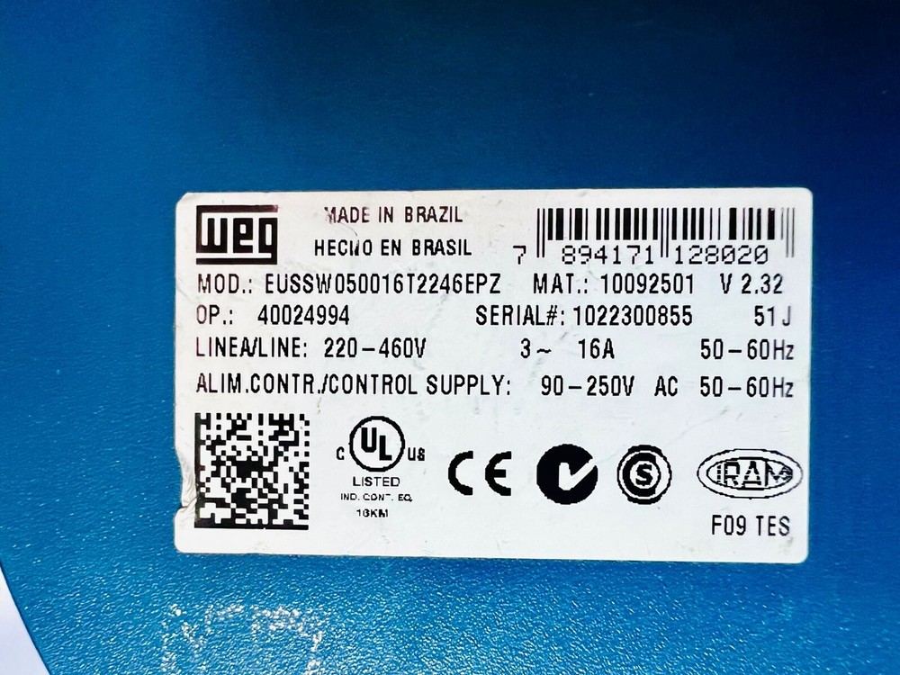 WEG SOFT STARTER PLUS SSW 05, EUSSW050016T2246EPZ