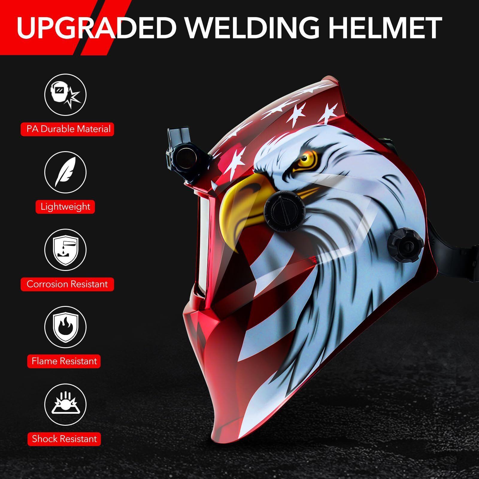 Auto Darkening Welding Helmet with LED Light, True Color View, Grind Mode