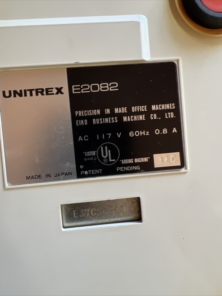 1970s Unitrex Electric E2082 ● 10 Key Adding Machine Eiko Business