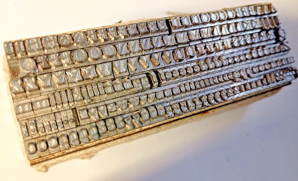 14 point BASKERVILLE Upper & Lower case / Uppercase letterpress printing type