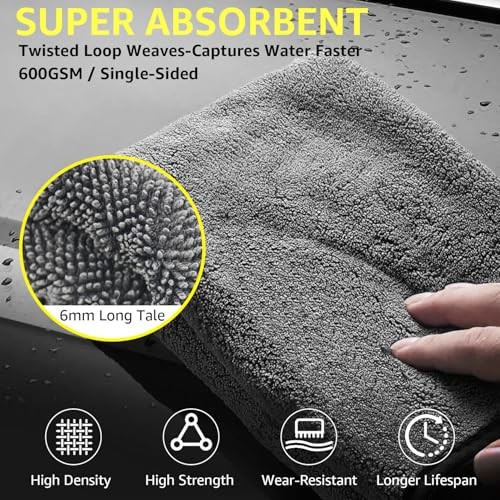 Microfiber Car Drying Towel with Twisted-Loop Technology 2-Pack (Oversized