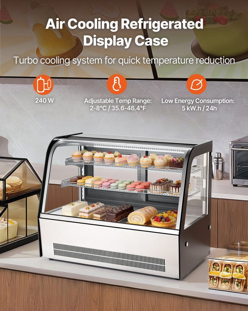 5 Cu Ft Refrigerated Display Case 2 Tier Cake Pastry Fridge