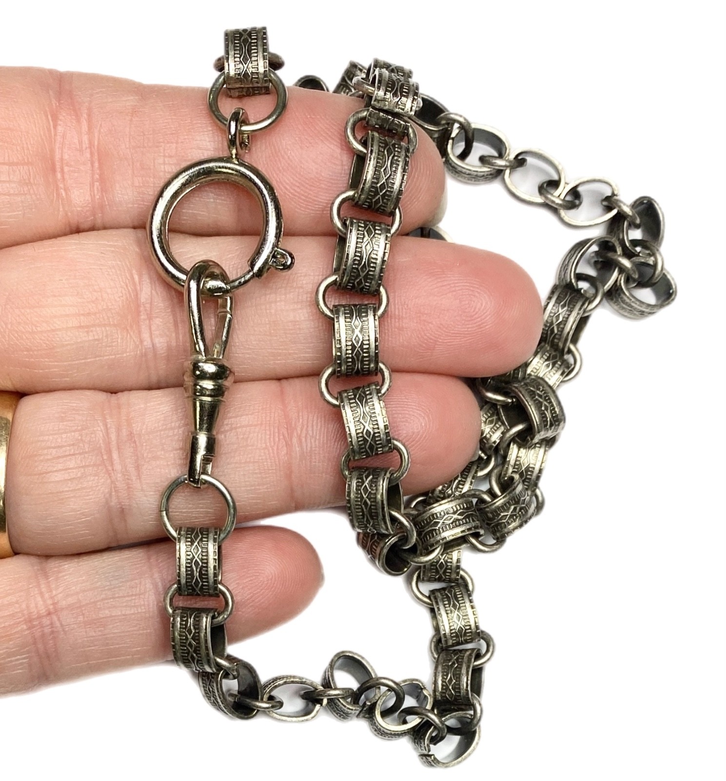 LUX Chunky Pocket Watch Chain/ Book Chain Necklace, Silver Tone, 18”