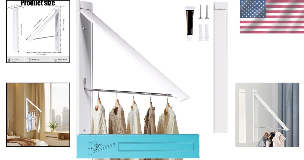 Folding Clothes Drying Rack for Laundry Rooms - Rust Resistant, Easy Install