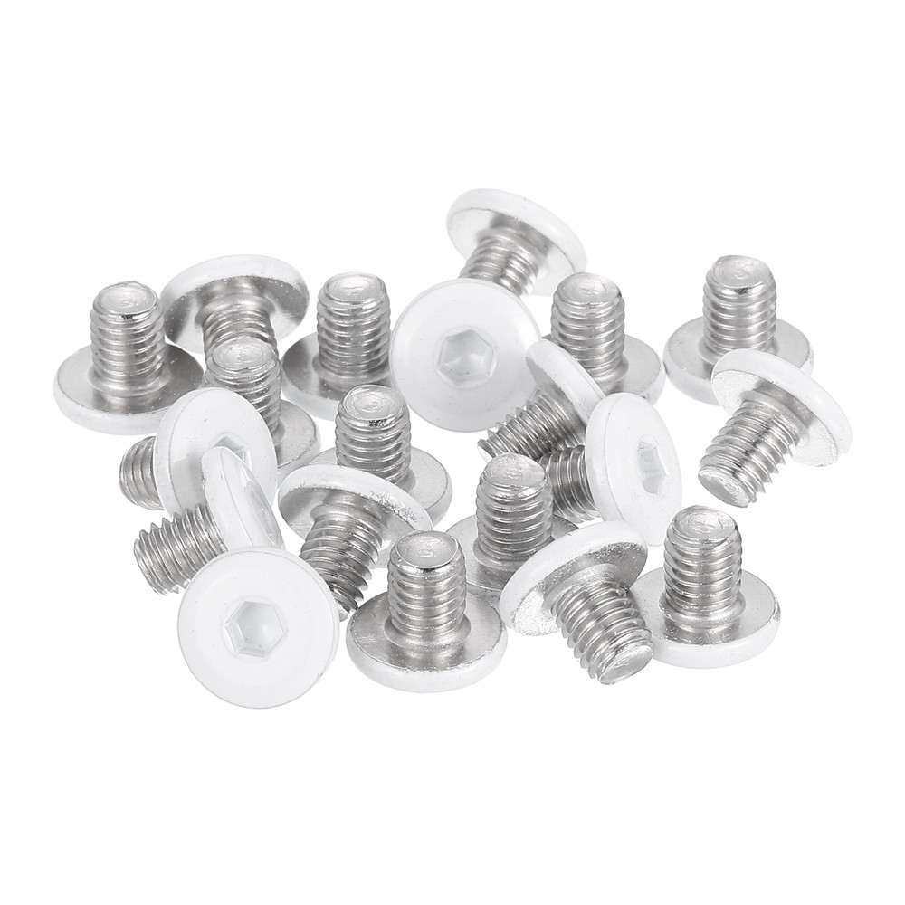 20 Pcs M5-0.8 x 6mm Button Head Hex Socket Head Screws, White