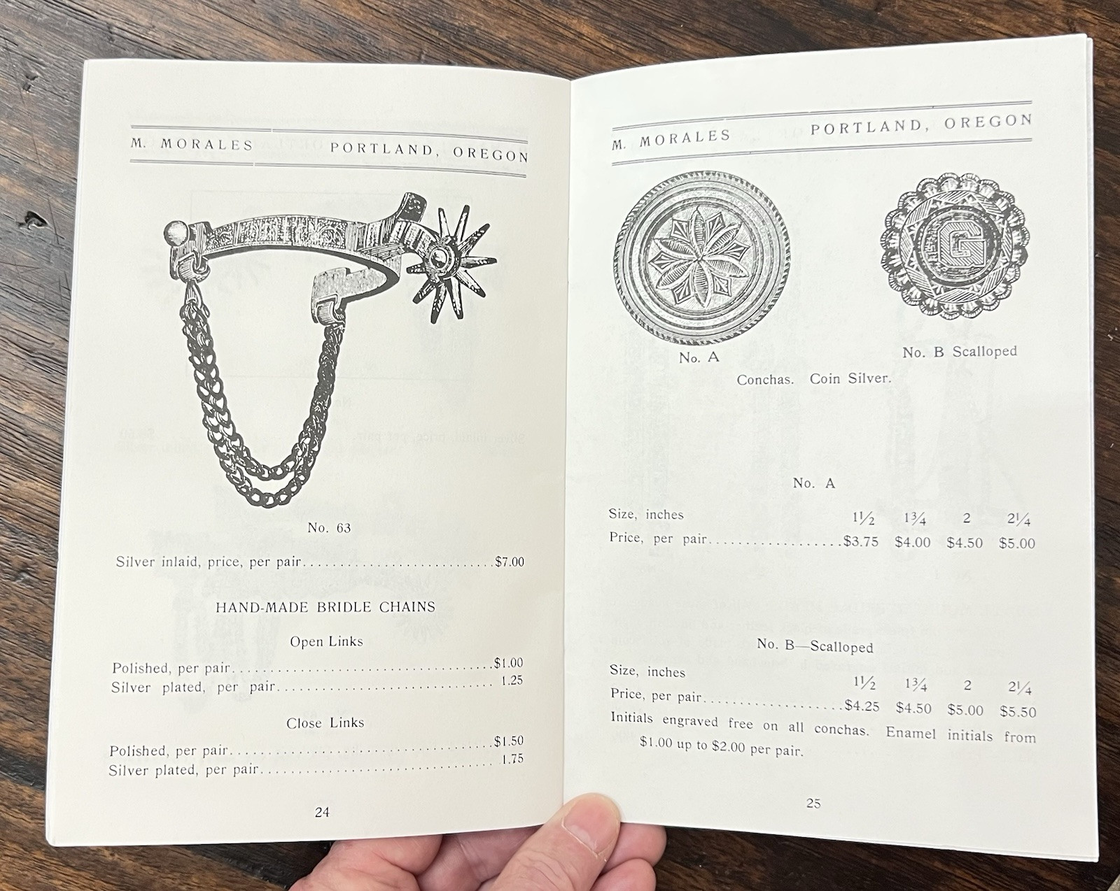 REPRINT COPY OF M. MORALES BIT AND SPUR MAKER EARLY 1900s CATALOGUE NO. 1