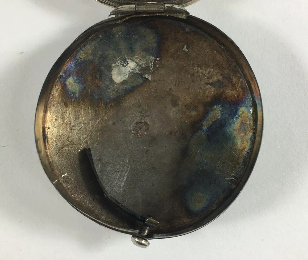 Antique Dutch 1830 Round Snuff Box Solid Silver 2.3cm In Height