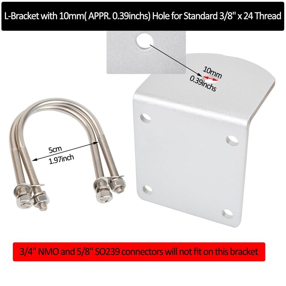 Universal Antenna Mount W/ SO239 Stud, Antenna Mast Pole Mount Kits Heavy ...